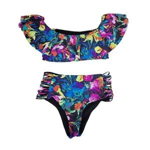 Enya Swimwear 2 piece Bikini Floral Multi Colored Size large